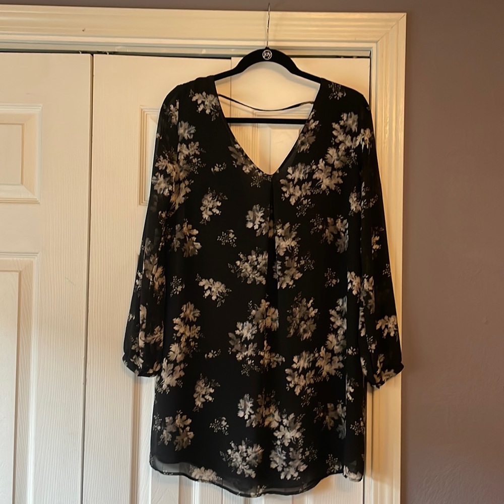 ASTR long sleeve floral black mini dress
